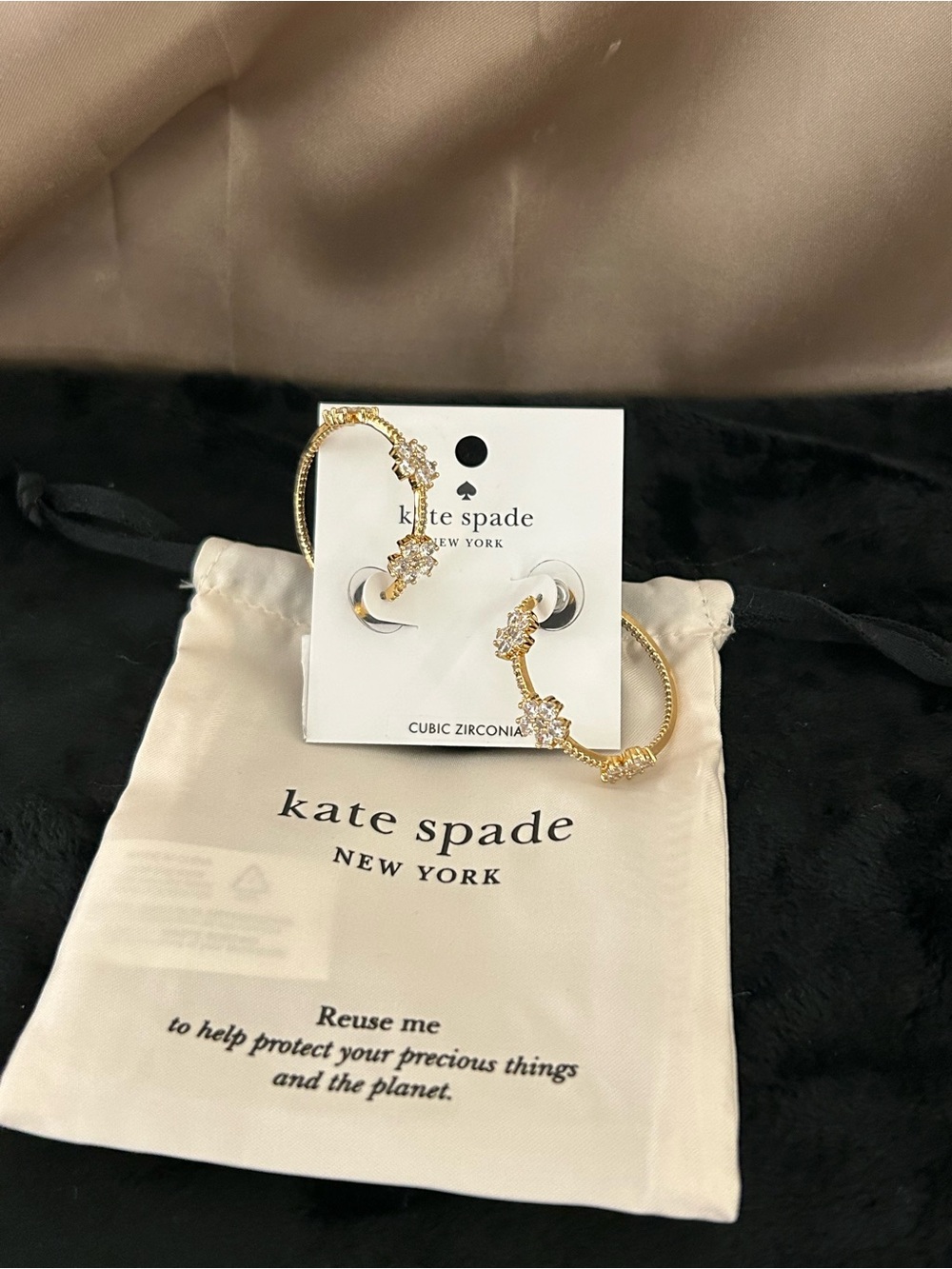 kate spade Gold Cubic Zirconia Hoop Earrings